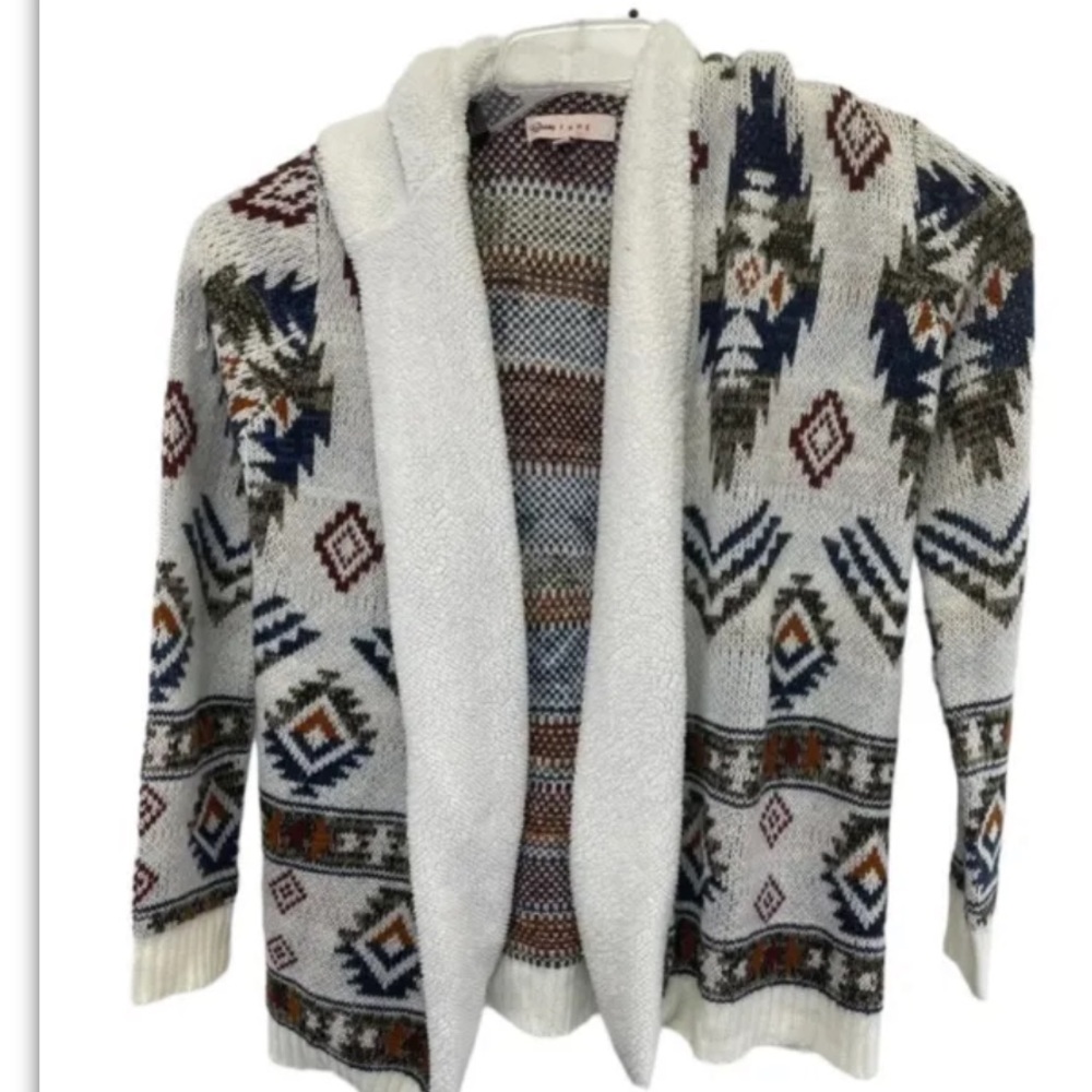 Crave Fame Womens Sz Small Southwestern Shepa Lined hooded Buttonless Jacket